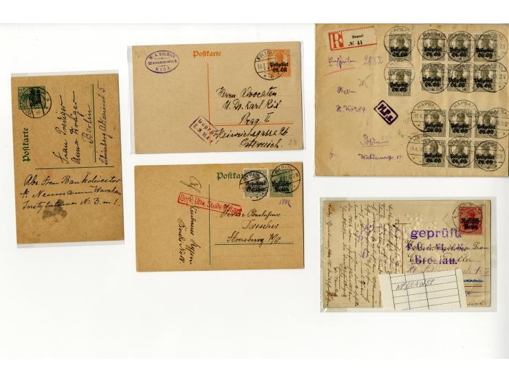 1914/22, Partie Besetzung I. WK und Abstimmungsgebiete mit fast 50 Briefen, Karten und Ganzsachen, dabei viel Bedarfspost mit