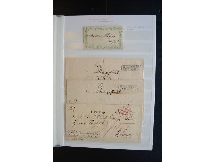 Berlin: 1820/1941, interessante Sammlung mit ca. 310 Briefen, Karten und Ganzsachen ab Vorphila bis ca. 1910 mit vielen versc