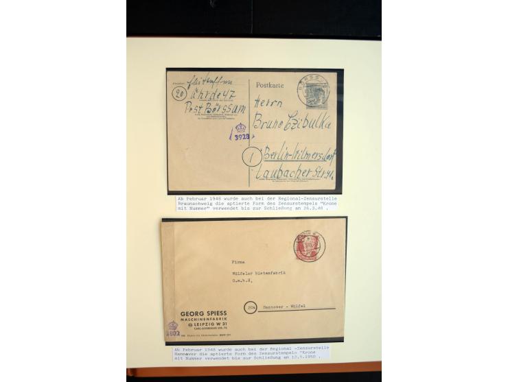 1945/48, umfangreiche Sammlung "Zensurpost" mit ca. 240 Briefen, Karten und Ganzsachen ab Überroller-Post mit vielen interess