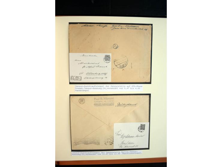 1945/48, umfangreiche Sammlung "Zensurpost" mit ca. 240 Briefen, Karten und Ganzsachen ab Überroller-Post mit vielen interess