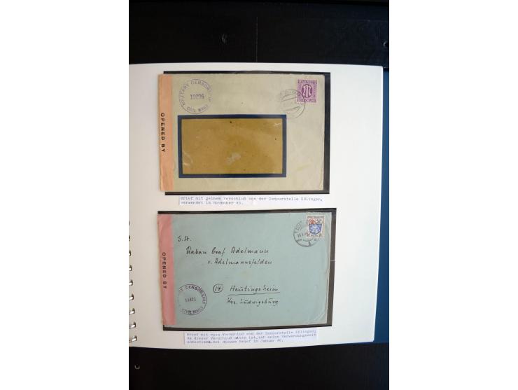 1945/48, umfangreiche Sammlung "Zensurpost" mit ca. 240 Briefen, Karten und Ganzsachen ab Überroller-Post mit vielen interess