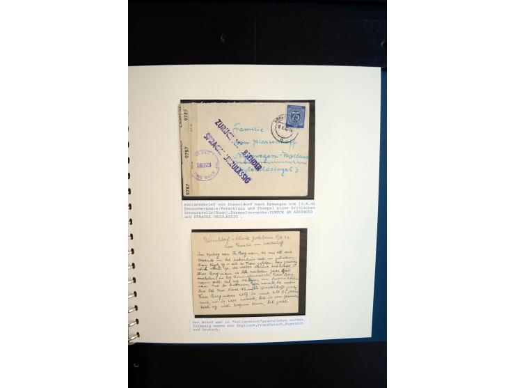 1945/48, umfangreiche Sammlung "Zensurpost" mit ca. 240 Briefen, Karten und Ganzsachen ab Überroller-Post mit vielen interess