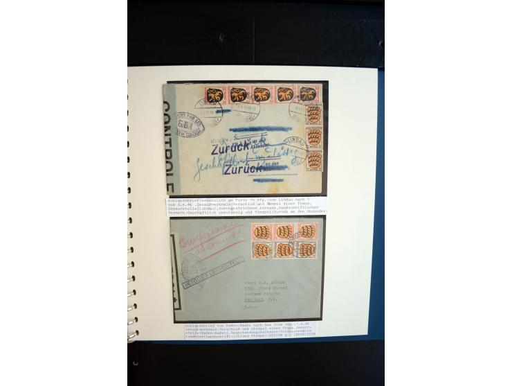 1945/48, umfangreiche Sammlung "Zensurpost" mit ca. 240 Briefen, Karten und Ganzsachen ab Überroller-Post mit vielen interess