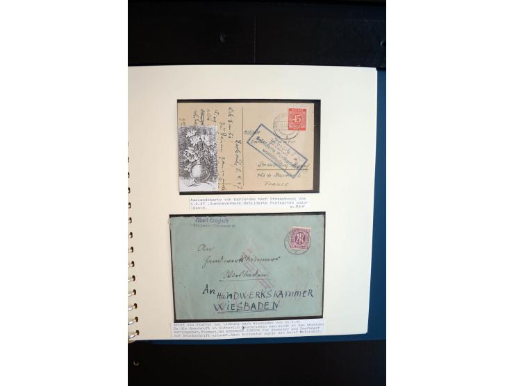 1945/48, umfangreiche Sammlung "Zensurpost" mit ca. 240 Briefen, Karten und Ganzsachen ab Überroller-Post mit vielen interess