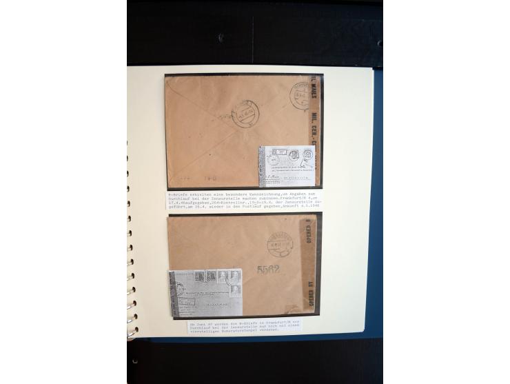1945/48, umfangreiche Sammlung "Zensurpost" mit ca. 240 Briefen, Karten und Ganzsachen ab Überroller-Post mit vielen interess
