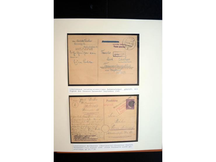 1945/48, umfangreiche Sammlung "Zensurpost" mit ca. 240 Briefen, Karten und Ganzsachen ab Überroller-Post mit vielen interess