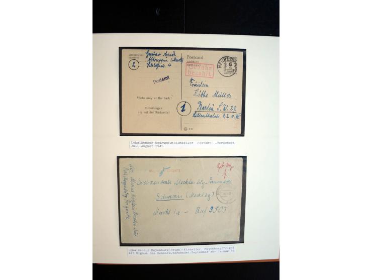 1945/48, umfangreiche Sammlung "Zensurpost" mit ca. 240 Briefen, Karten und Ganzsachen ab Überroller-Post mit vielen interess