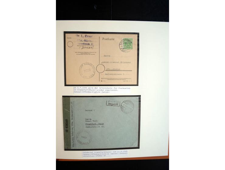 1945/48, umfangreiche Sammlung "Zensurpost" mit ca. 240 Briefen, Karten und Ganzsachen ab Überroller-Post mit vielen interess