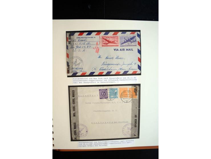 1945/48, umfangreiche Sammlung "Zensurpost" mit ca. 240 Briefen, Karten und Ganzsachen ab Überroller-Post mit vielen interess