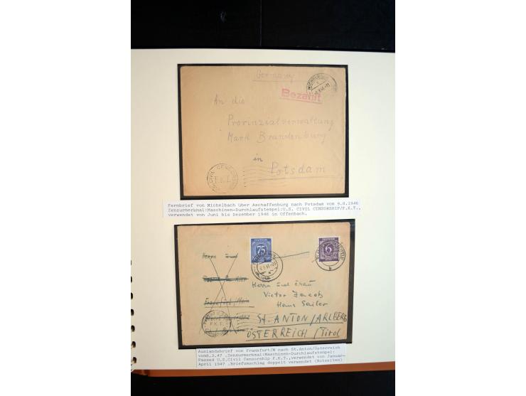 1945/48, umfangreiche Sammlung "Zensurpost" mit ca. 240 Briefen, Karten und Ganzsachen ab Überroller-Post mit vielen interess