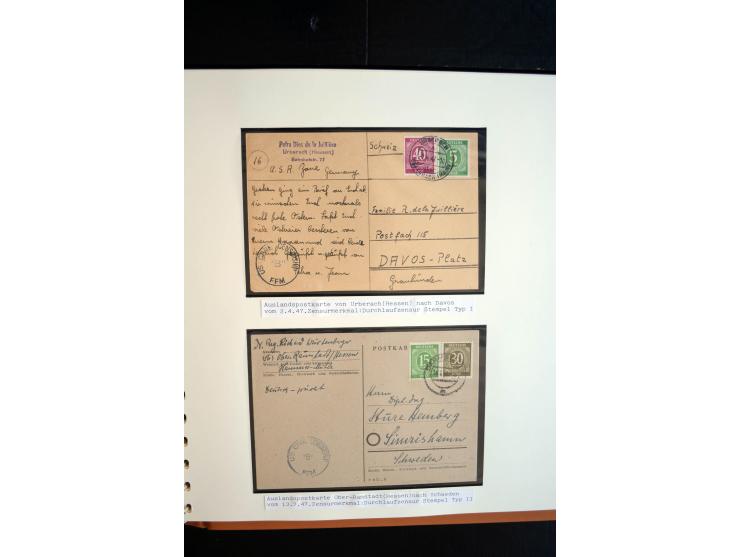 1945/48, umfangreiche Sammlung "Zensurpost" mit ca. 240 Briefen, Karten und Ganzsachen ab Überroller-Post mit vielen interess