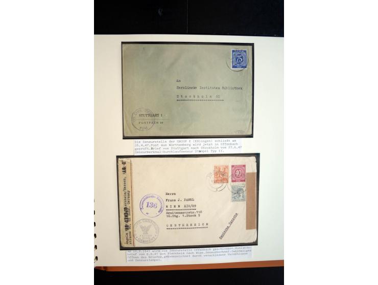 1945/48, umfangreiche Sammlung "Zensurpost" mit ca. 240 Briefen, Karten und Ganzsachen ab Überroller-Post mit vielen interess