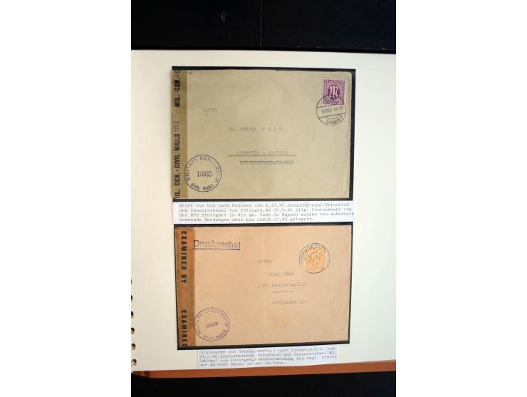 1945/48, umfangreiche Sammlung "Zensurpost" mit ca. 240 Briefen, Karten und Ganzsachen ab Überroller-Post mit vielen interess