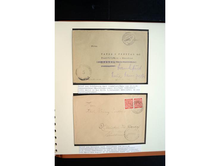 1945/48, umfangreiche Sammlung "Zensurpost" mit ca. 240 Briefen, Karten und Ganzsachen ab Überroller-Post mit vielen interess