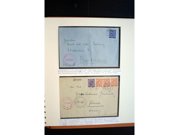 1945/48, umfangreiche Sammlung "Zensurpost" mit ca. 240 Briefen, Karten und Ganzsachen ab Überroller-Post mit vielen interess