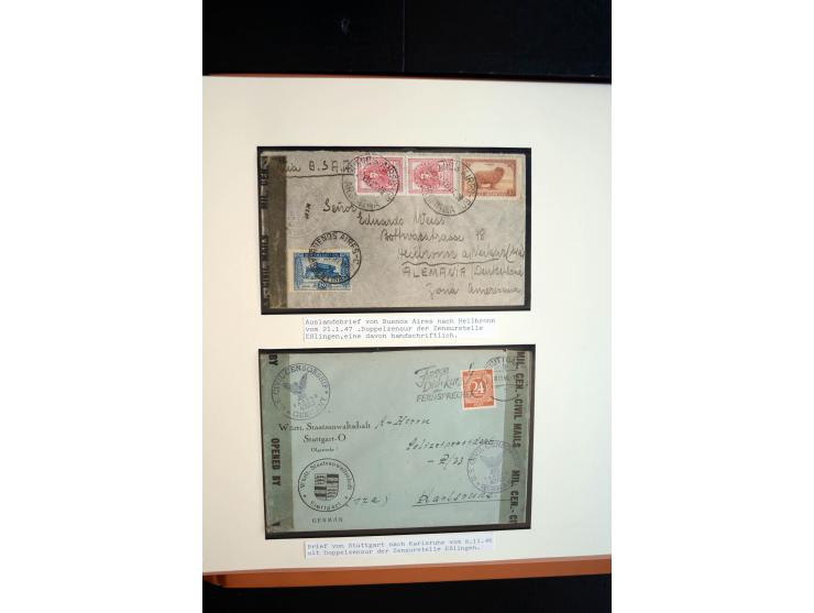 1945/48, umfangreiche Sammlung "Zensurpost" mit ca. 240 Briefen, Karten und Ganzsachen ab Überroller-Post mit vielen interess