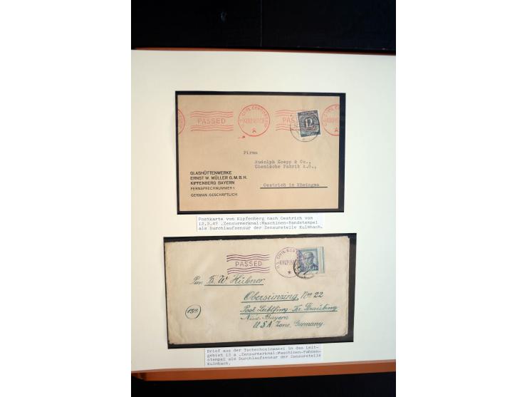 1945/48, umfangreiche Sammlung "Zensurpost" mit ca. 240 Briefen, Karten und Ganzsachen ab Überroller-Post mit vielen interess