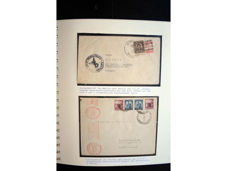1945/48, umfangreiche Sammlung "Zensurpost" mit ca. 240 Briefen, Karten und Ganzsachen ab Überroller-Post mit vielen interess