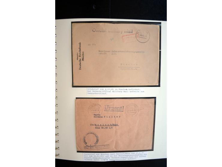 1945/48, umfangreiche Sammlung "Zensurpost" mit ca. 240 Briefen, Karten und Ganzsachen ab Überroller-Post mit vielen interess