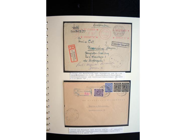 1945/48, umfangreiche Sammlung "Zensurpost" mit ca. 240 Briefen, Karten und Ganzsachen ab Überroller-Post mit vielen interess