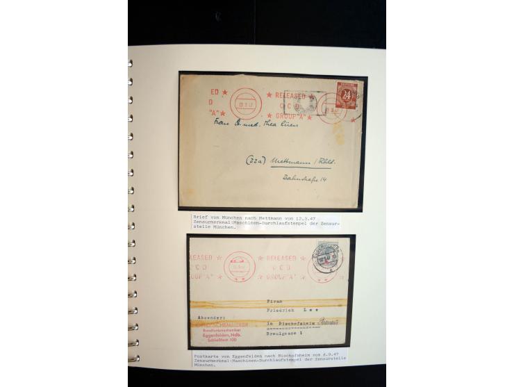 1945/48, umfangreiche Sammlung "Zensurpost" mit ca. 240 Briefen, Karten und Ganzsachen ab Überroller-Post mit vielen interess