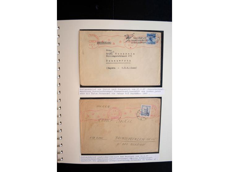 1945/48, umfangreiche Sammlung "Zensurpost" mit ca. 240 Briefen, Karten und Ganzsachen ab Überroller-Post mit vielen interess