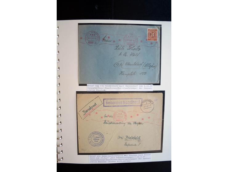 1945/48, umfangreiche Sammlung "Zensurpost" mit ca. 240 Briefen, Karten und Ganzsachen ab Überroller-Post mit vielen interess
