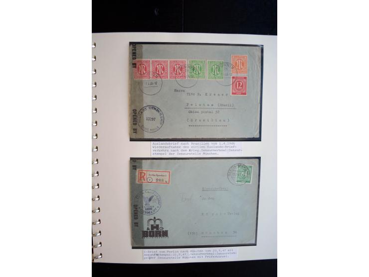 1945/48, umfangreiche Sammlung "Zensurpost" mit ca. 240 Briefen, Karten und Ganzsachen ab Überroller-Post mit vielen interess
