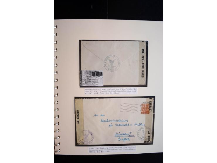 1945/48, umfangreiche Sammlung "Zensurpost" mit ca. 240 Briefen, Karten und Ganzsachen ab Überroller-Post mit vielen interess