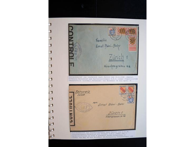 1945/48, umfangreiche Sammlung "Zensurpost" mit ca. 240 Briefen, Karten und Ganzsachen ab Überroller-Post mit vielen interess