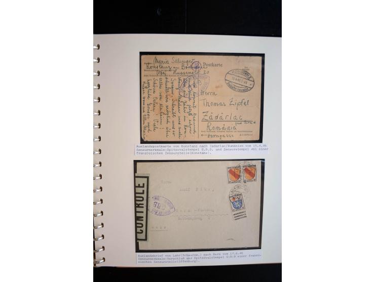 1945/48, umfangreiche Sammlung "Zensurpost" mit ca. 240 Briefen, Karten und Ganzsachen ab Überroller-Post mit vielen interess