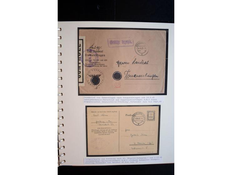 1945/48, umfangreiche Sammlung "Zensurpost" mit ca. 240 Briefen, Karten und Ganzsachen ab Überroller-Post mit vielen interess