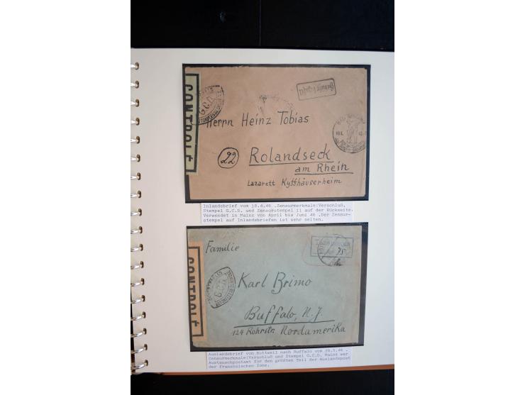 1945/48, umfangreiche Sammlung "Zensurpost" mit ca. 240 Briefen, Karten und Ganzsachen ab Überroller-Post mit vielen interess