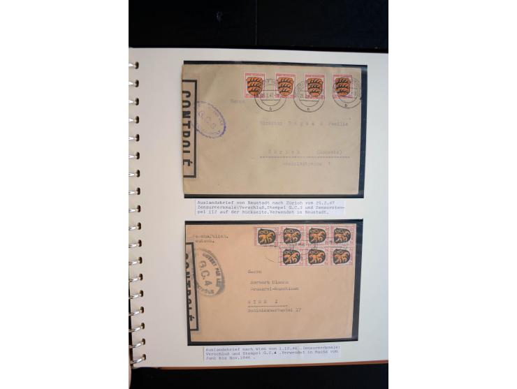 1945/48, umfangreiche Sammlung "Zensurpost" mit ca. 240 Briefen, Karten und Ganzsachen ab Überroller-Post mit vielen interess