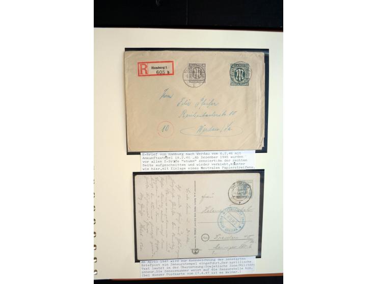 1945/48, umfangreiche Sammlung "Zensurpost" mit ca. 240 Briefen, Karten und Ganzsachen ab Überroller-Post mit vielen interess