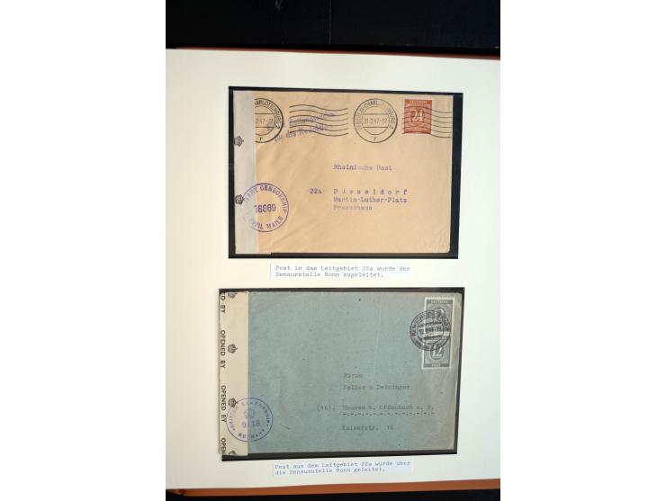 1945/48, umfangreiche Sammlung "Zensurpost" mit ca. 240 Briefen, Karten und Ganzsachen ab Überroller-Post mit vielen interess