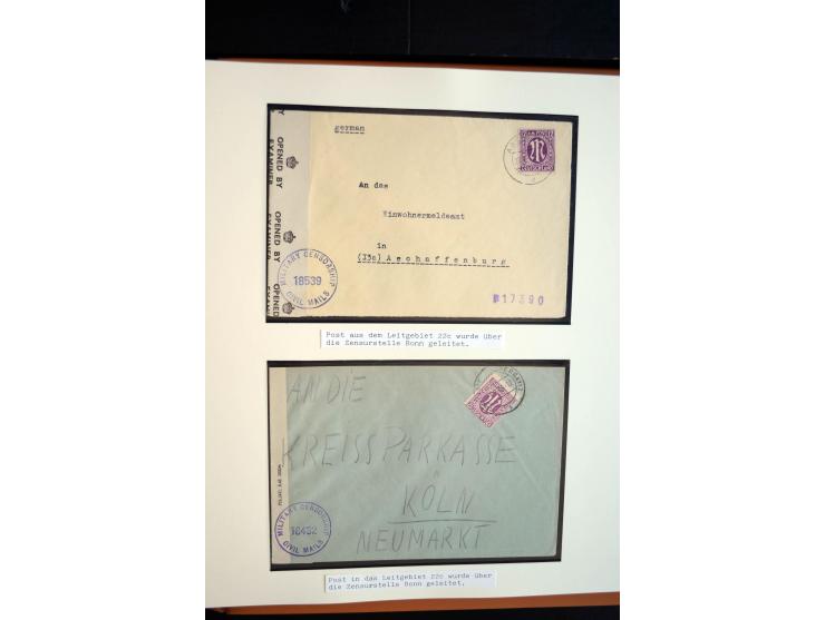 1945/48, umfangreiche Sammlung "Zensurpost" mit ca. 240 Briefen, Karten und Ganzsachen ab Überroller-Post mit vielen interess