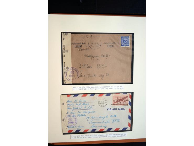 1945/48, umfangreiche Sammlung "Zensurpost" mit ca. 240 Briefen, Karten und Ganzsachen ab Überroller-Post mit vielen interess