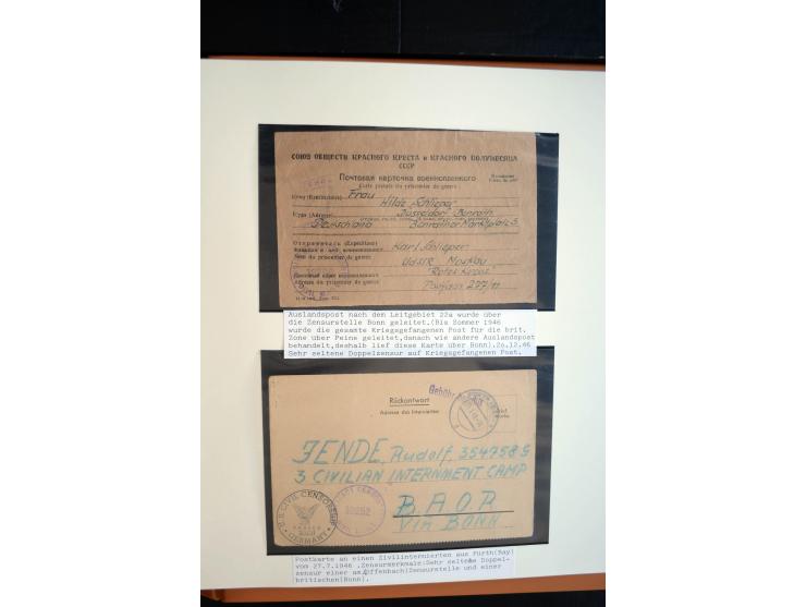 1945/48, umfangreiche Sammlung "Zensurpost" mit ca. 240 Briefen, Karten und Ganzsachen ab Überroller-Post mit vielen interess