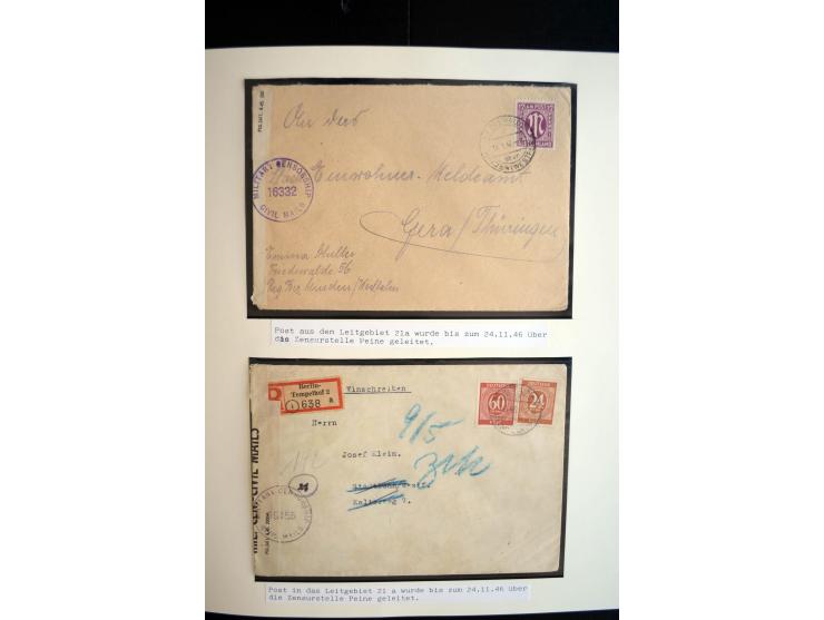 1945/48, umfangreiche Sammlung "Zensurpost" mit ca. 240 Briefen, Karten und Ganzsachen ab Überroller-Post mit vielen interess