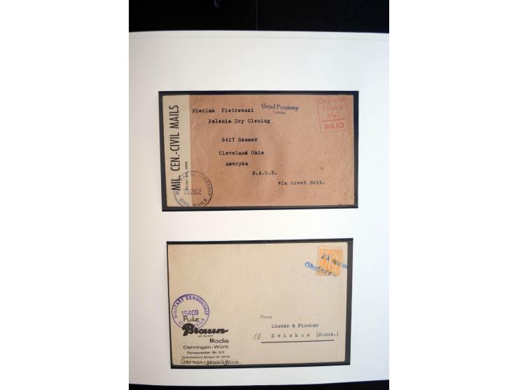 1945/48, umfangreiche Sammlung "Zensurpost" mit ca. 240 Briefen, Karten und Ganzsachen ab Überroller-Post mit vielen interess