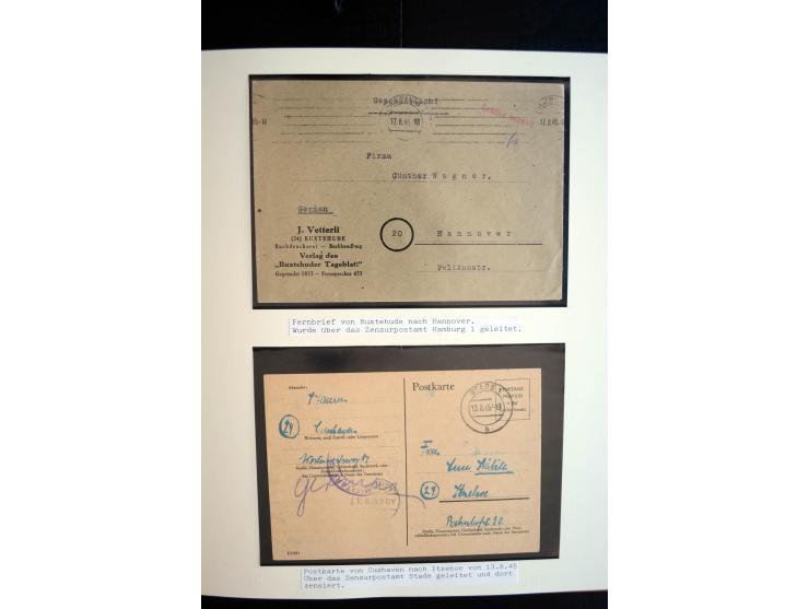 1945/48, umfangreiche Sammlung "Zensurpost" mit ca. 240 Briefen, Karten und Ganzsachen ab Überroller-Post mit vielen interess