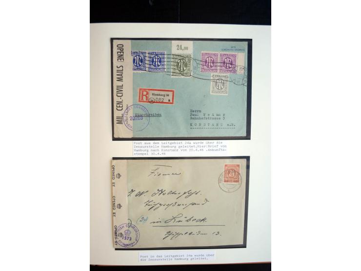 1945/48, umfangreiche Sammlung "Zensurpost" mit ca. 240 Briefen, Karten und Ganzsachen ab Überroller-Post mit vielen interess