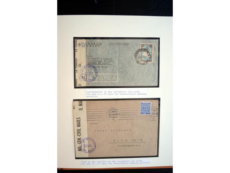 1945/48, umfangreiche Sammlung "Zensurpost" mit ca. 240 Briefen, Karten und Ganzsachen ab Überroller-Post mit vielen interess