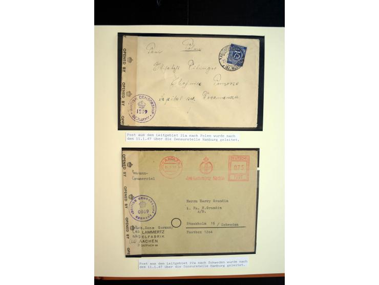 1945/48, umfangreiche Sammlung "Zensurpost" mit ca. 240 Briefen, Karten und Ganzsachen ab Überroller-Post mit vielen interess