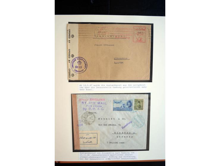 1945/48, umfangreiche Sammlung "Zensurpost" mit ca. 240 Briefen, Karten und Ganzsachen ab Überroller-Post mit vielen interess