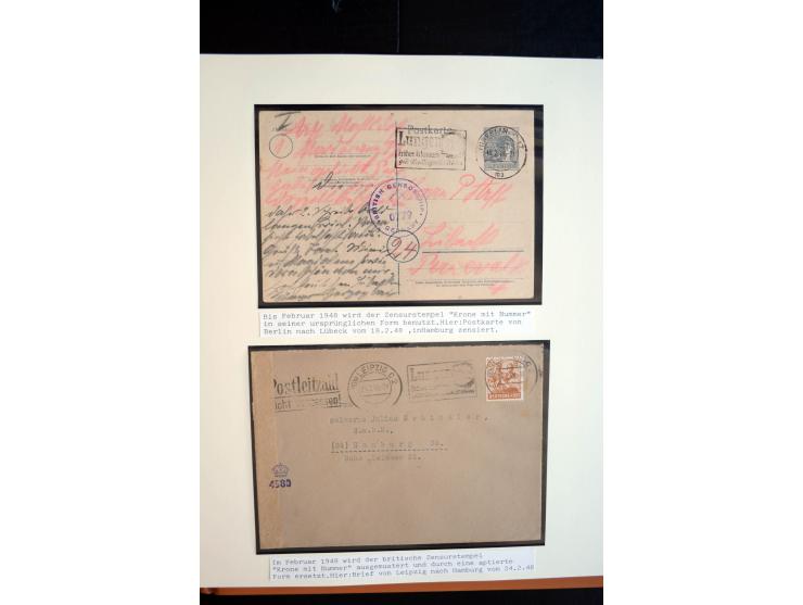 1945/48, umfangreiche Sammlung "Zensurpost" mit ca. 240 Briefen, Karten und Ganzsachen ab Überroller-Post mit vielen interess
