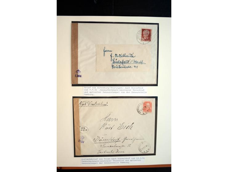 1945/48, umfangreiche Sammlung "Zensurpost" mit ca. 240 Briefen, Karten und Ganzsachen ab Überroller-Post mit vielen interess