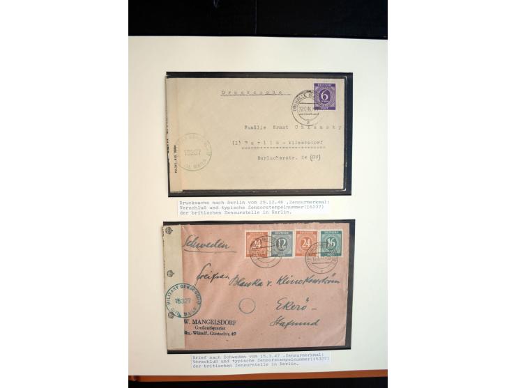 1945/48, umfangreiche Sammlung "Zensurpost" mit ca. 240 Briefen, Karten und Ganzsachen ab Überroller-Post mit vielen interess