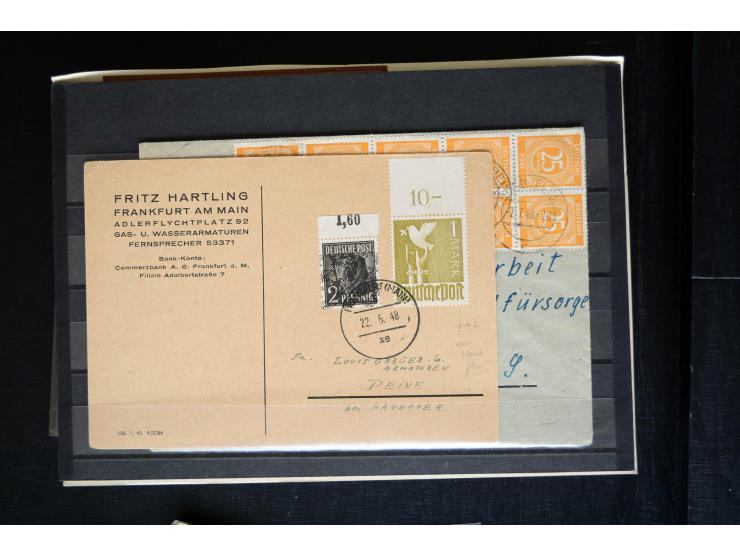 1945/50 (ca.), einige hundert Briefe, Karten und Ganzsachen mit sehr vielen besseren Verwendungen und Besonderheiten, dabei u